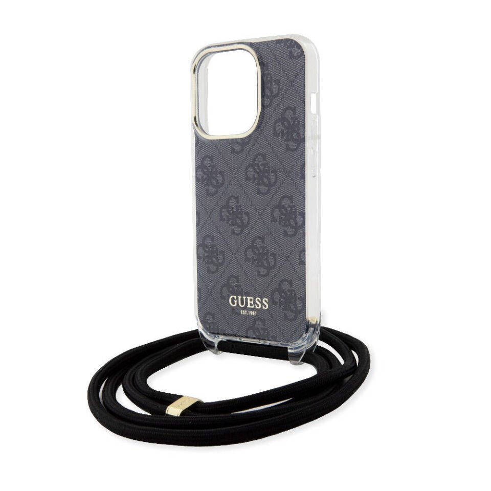 Apple iPhone 15 Pro Kılıf Guess Orjinal Lisanslı Çapraz Kordon 4G Desenli Kapak