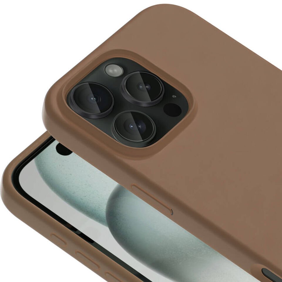 Apple iPhone 16 Pro Max Kılıf Kamera Çıkıntılı Yumuşak Kadife Lansman Dokulu Silikon Kapak (Kivi) Natürel Titanyum