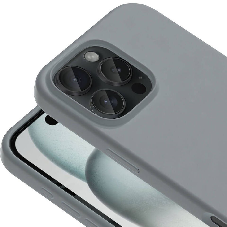 Apple iPhone 16 Pro Max Kılıf Kamera Çıkıntılı Yumuşak Kadife Lansman Dokulu Silikon Kapak (Kivi) Natürel Titanyum