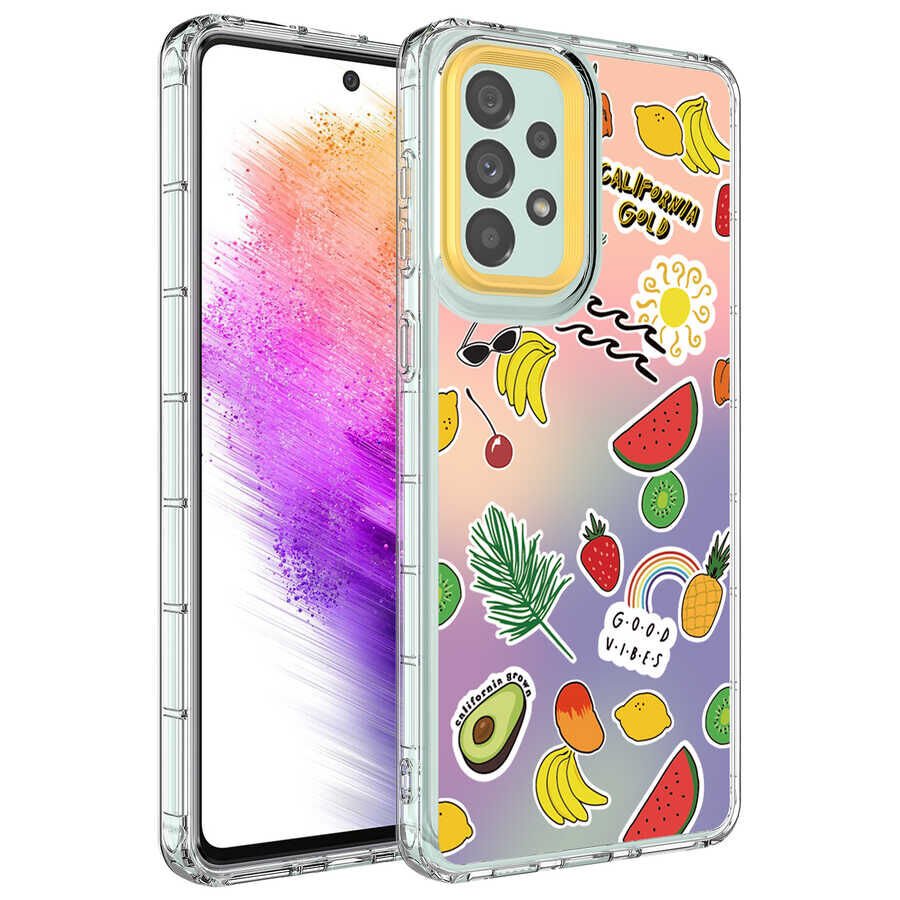 Samsung Galaxy A73 Kılıf Kamera Korumalı Desenli Sert Parlak Silikon Kapak (Korn) NO4