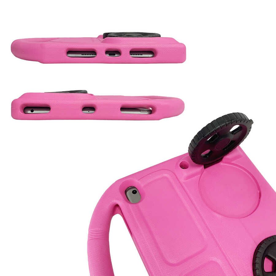 Apple iPad 10.2 (8.Nesil) HEPTEKİLETİŞİM Wheel Car Tekerlek Standlı Tablet Eva Silikon Kılıf