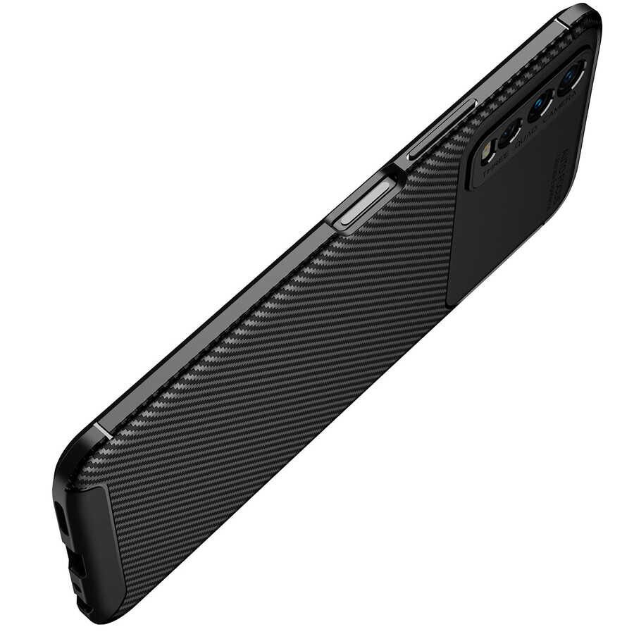 Vivo Y20 Kılıf Kamera Çıkıntılı Karbon Fiber Dokulu Renk Atmaz Kapak (NEGRO) Siyah