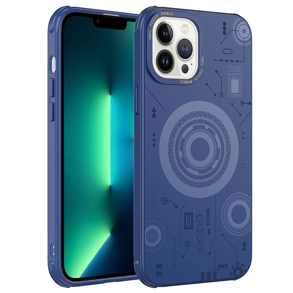Apple iPhone 13 Pro Max Kılıf HEPTEKİLETİŞİM Wireless Şarj Özellikli Desenli Hot Kapak