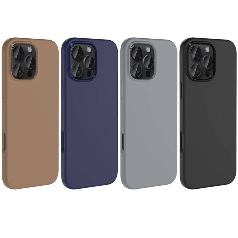 Apple iPhone 16 Pro Max Kılıf Kamera Çıkıntılı Yumuşak Kadife Lansman Dokulu Silikon Kapak (Kivi) Bej Gold