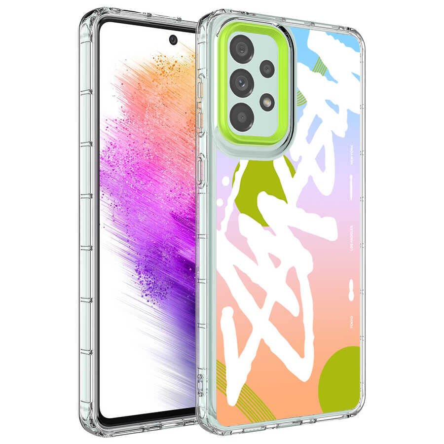 Samsung Galaxy A73 Kılıf Kamera Korumalı Desenli Sert Parlak Silikon Kapak (Korn) NO2