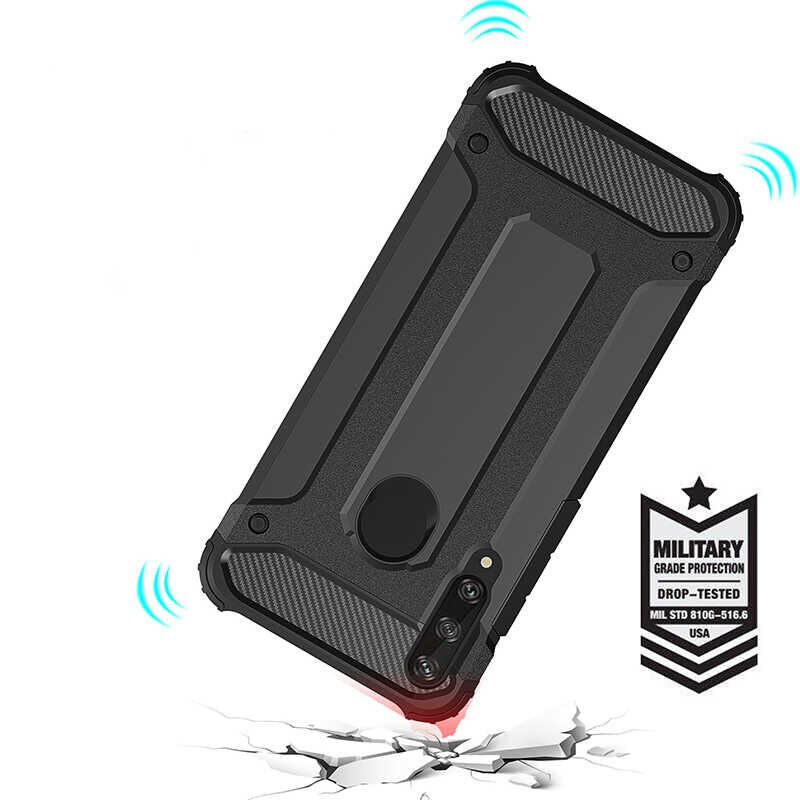 Huawei Y6P Kılıf Armor Köşe Korumalı Çift Katman Tank Zırh Kapak (CRASH) Kırmızı