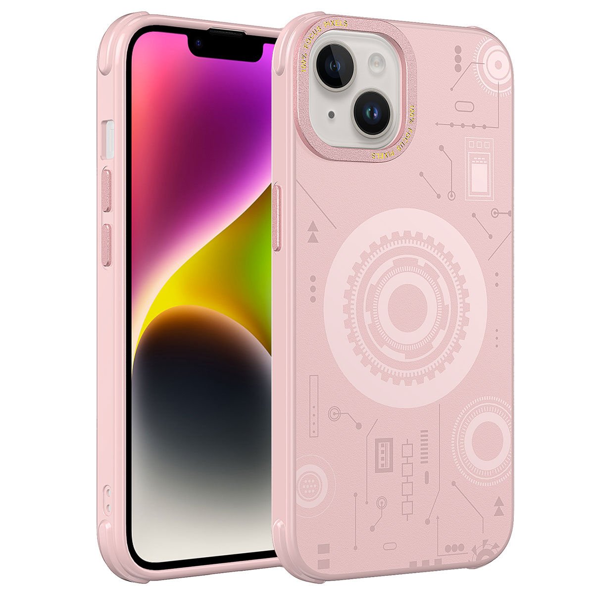 Apple iPhone 14 Kılıf HEPTEKİLETİŞİM Wireless Şarj Özellikli Desenli Hot Kapak