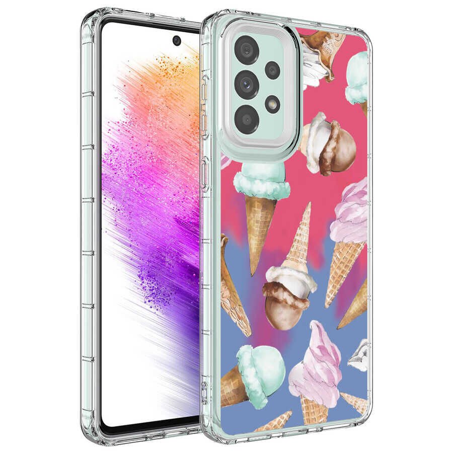 Samsung Galaxy A73 Kılıf Kamera Korumalı Desenli Sert Parlak Silikon Kapak (Korn) NO9