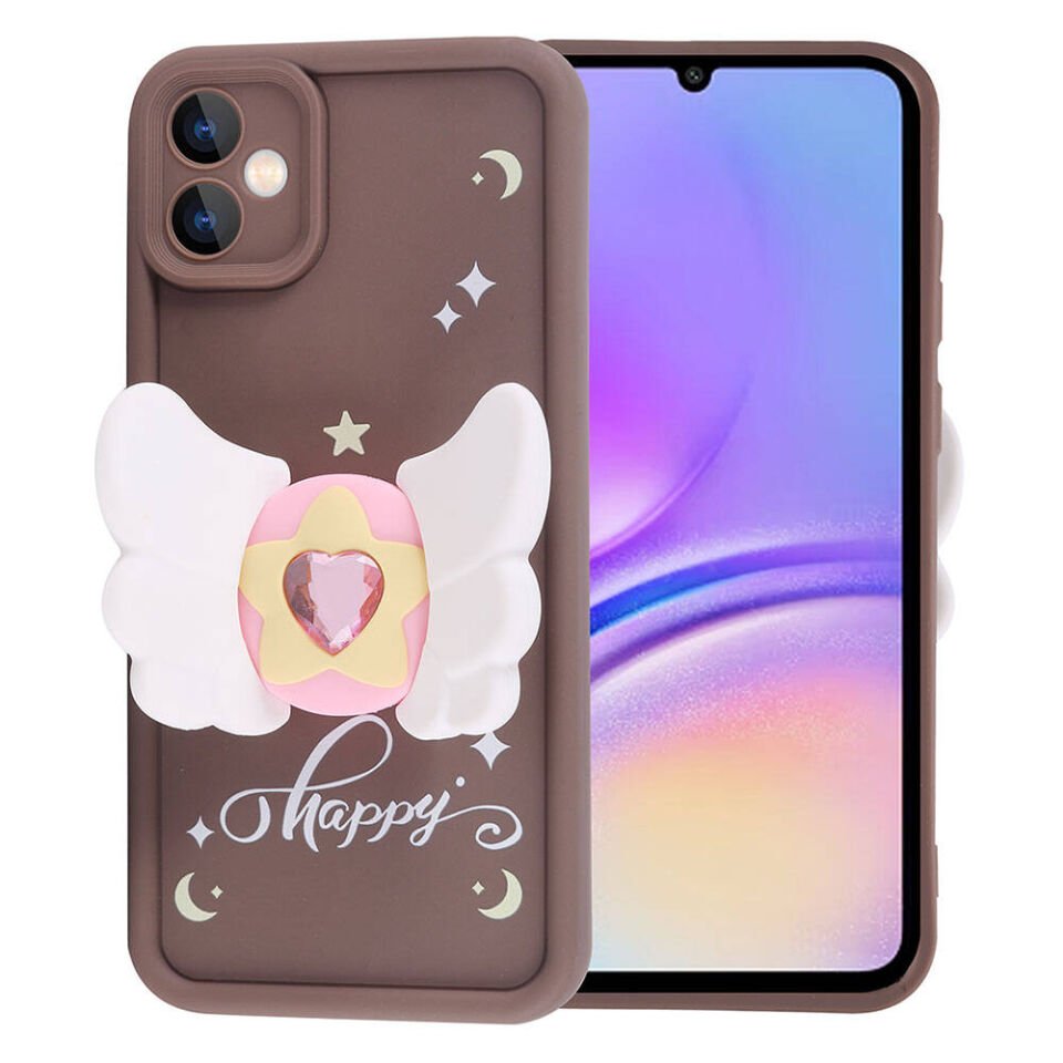 Samsung Galaxy A05 Kılıf Kamera Korumalı Figür Tasarımlı Kapak (Kapya) Pembe Koyu
