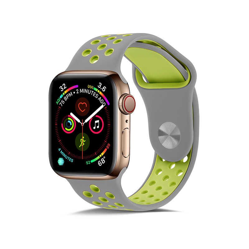 Apple Watch Seri 2/3/4/5/6/7/8/se/ultra 42 44 45 49mm Silikon Kordon Kayış Tasarım (KRD-02) NO3