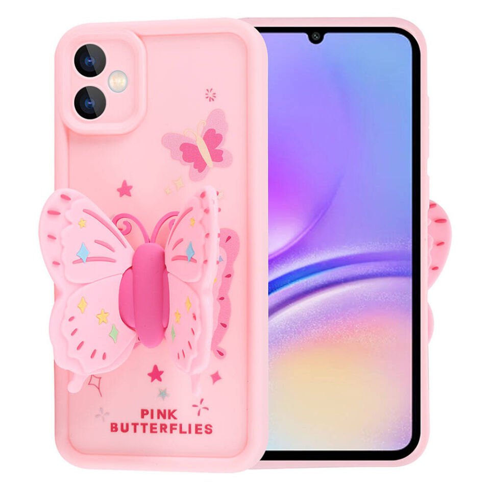 Samsung Galaxy A05 Kılıf Kamera Korumalı Figür Tasarımlı Kapak (Kapya) Pembe Açık