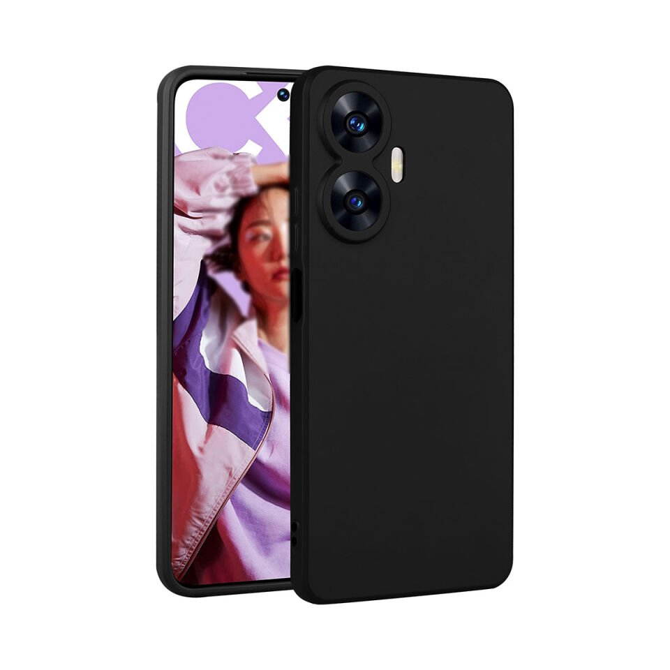Realme C55 Kılıf Yumuşak Dokulu Soft İnce Mat Silikon Kapak (PREMİER) Siyah