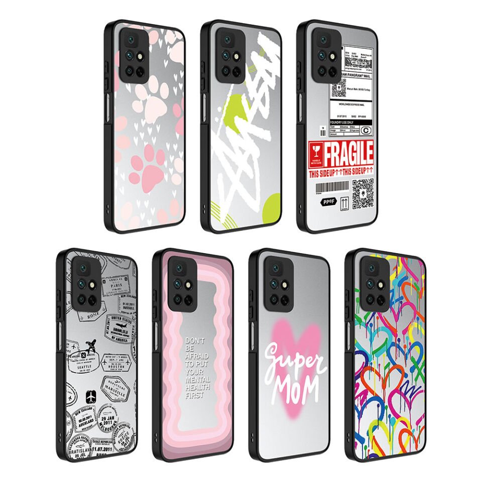 Xiaomi Redmi 10 Kılıf Aynalı Desenli Kamera Korumalı Parlak Renkli Sert Kapak (Mirror) Fragile