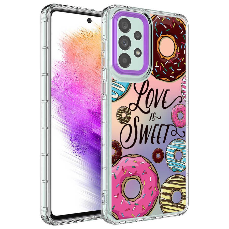 Samsung Galaxy A73 Kılıf Kamera Korumalı Desenli Sert Parlak Silikon Kapak (Korn) NO11