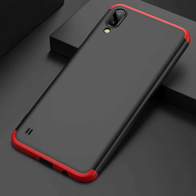 Samsung Galaxy M10 Kılıf 360 Tam Koruma Ön Ve Arka Sert Mika Kapak Orjinal Ays Gkk Kapak Siyah-Mavi