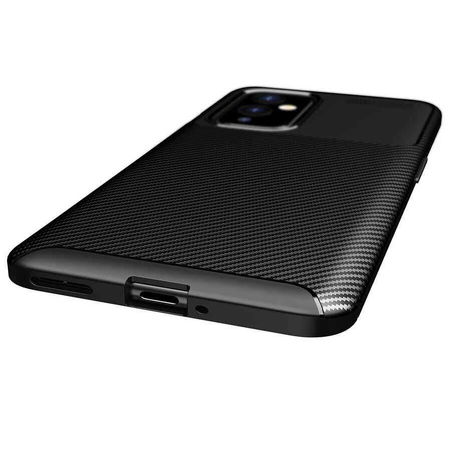 One Plus 9 Kılıf Kamera Çıkıntılı Karbon Fiber Dokulu Renk Atmaz Kapak (NEGRO) Lacivert