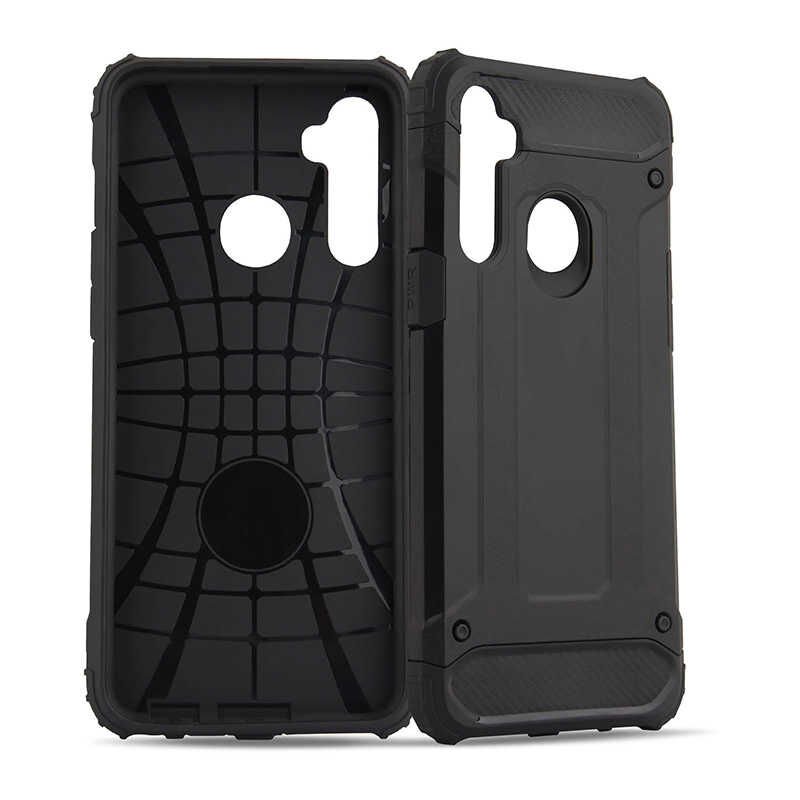 Realme C3 Kılıf Armor Köşe Korumalı Çift Katman Tank Zırh Kapak (CRASH) Siyah