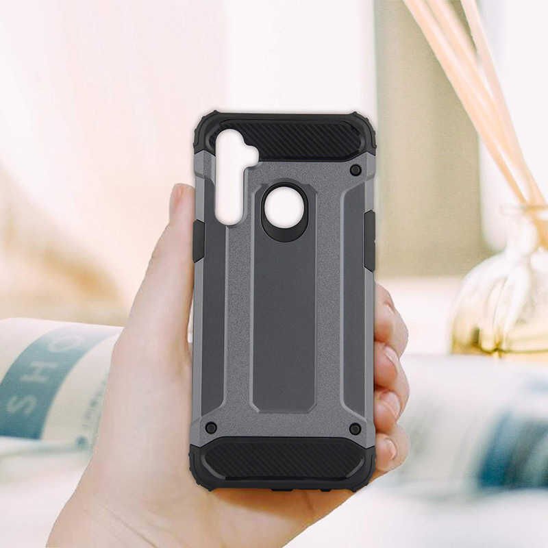 Realme C3 Kılıf Armor Köşe Korumalı Çift Katman Tank Zırh Kapak (CRASH) Siyah