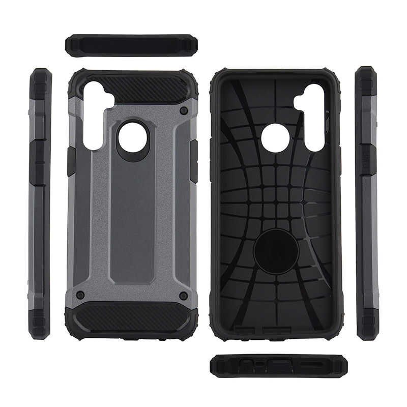 Realme C3 Kılıf Armor Köşe Korumalı Çift Katman Tank Zırh Kapak (CRASH) Siyah