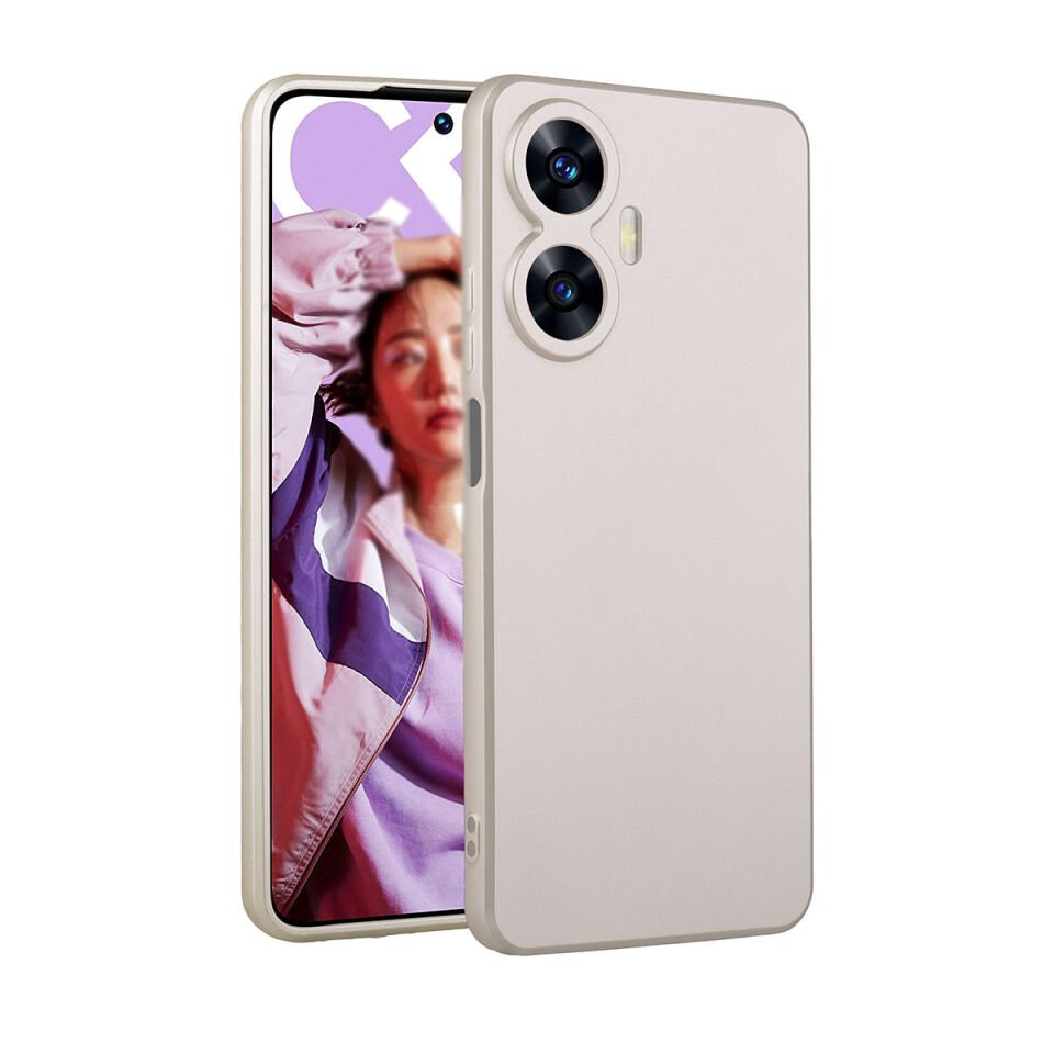 Realme C55 Kılıf Yumuşak Dokulu Soft İnce Mat Silikon Kapak (PREMİER) Gold
