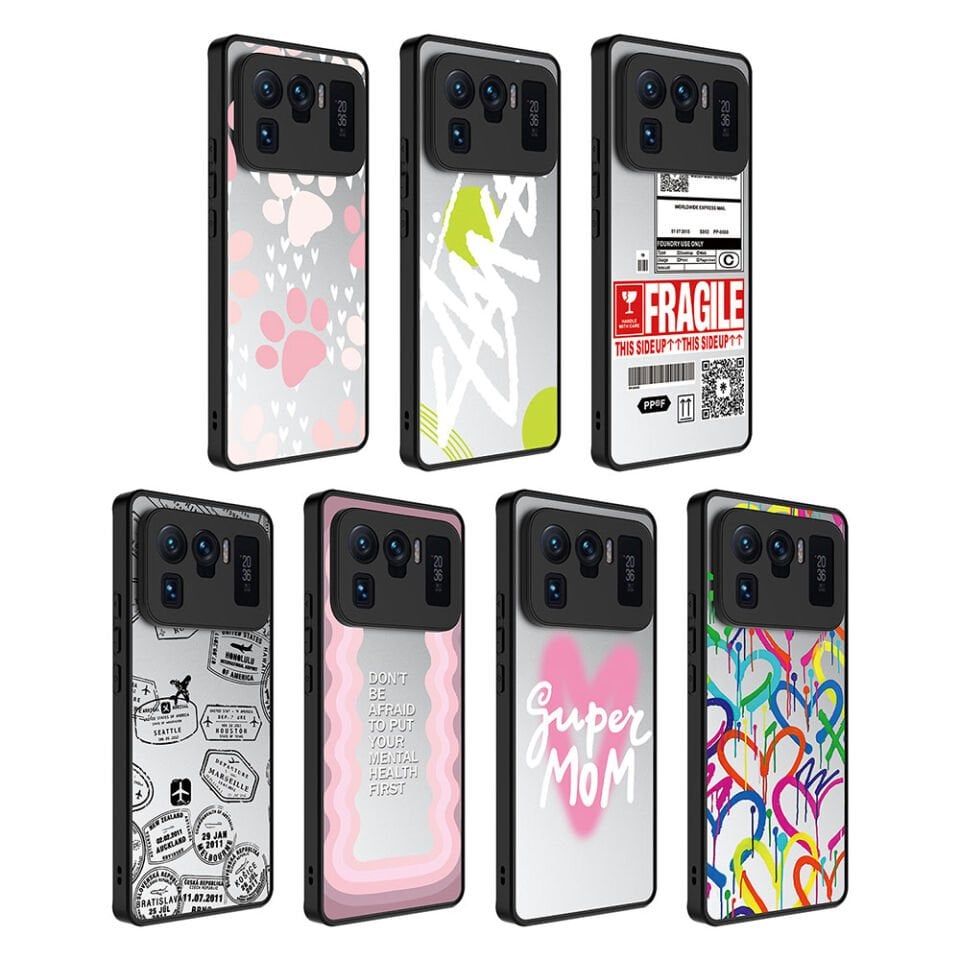 Xiaomi Mi 11 Ultra Kılıf Aynalı Desenli Kamera Korumalı Parlak Renkli Sert Kapak (Mirror) Fragile