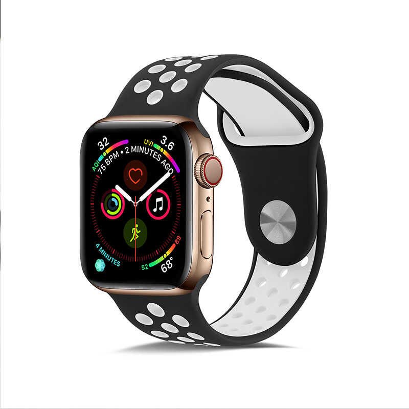 Apple Watch Seri 2/3/4/5/6/7/8/se/ultra 42 44 45 49mm Silikon Kordon Kayış Tasarım (KRD-02) NO12