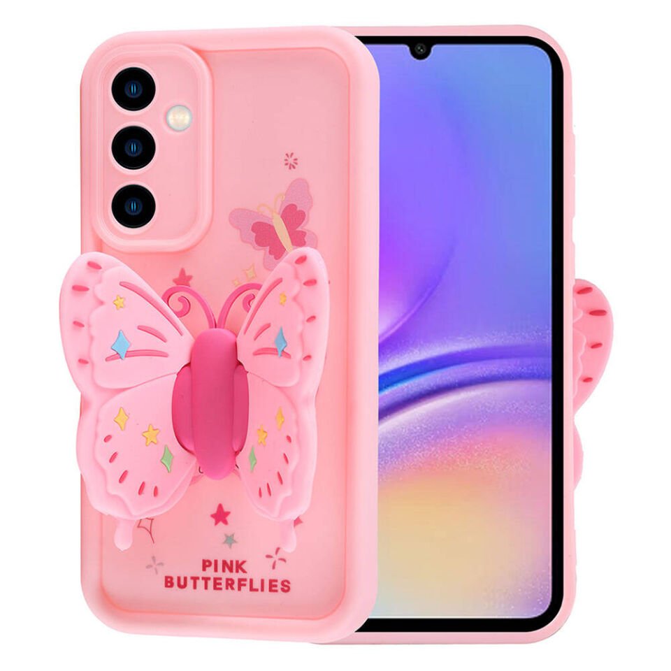Samsung Galaxy A05S Kılıf Kamera Korumalı Figür Tasarımlı Kapak (Kapya) Pembe Açık