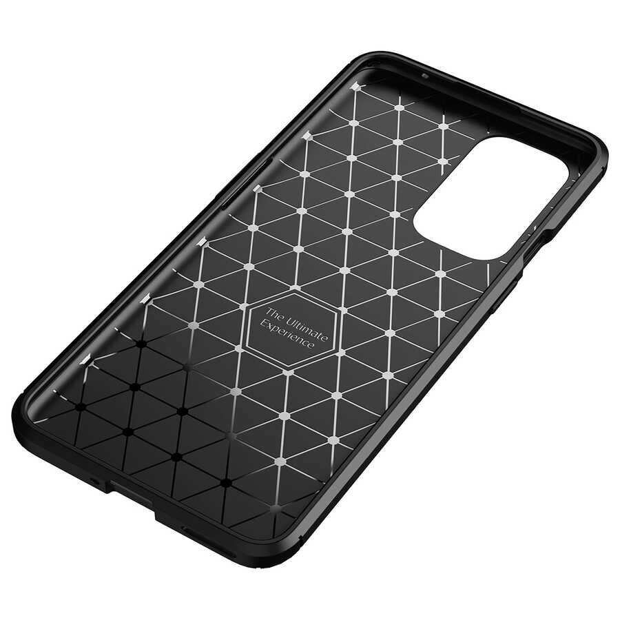 One Plus 9 Kılıf Kamera Çıkıntılı Karbon Fiber Dokulu Renk Atmaz Kapak (NEGRO) Kahverengi