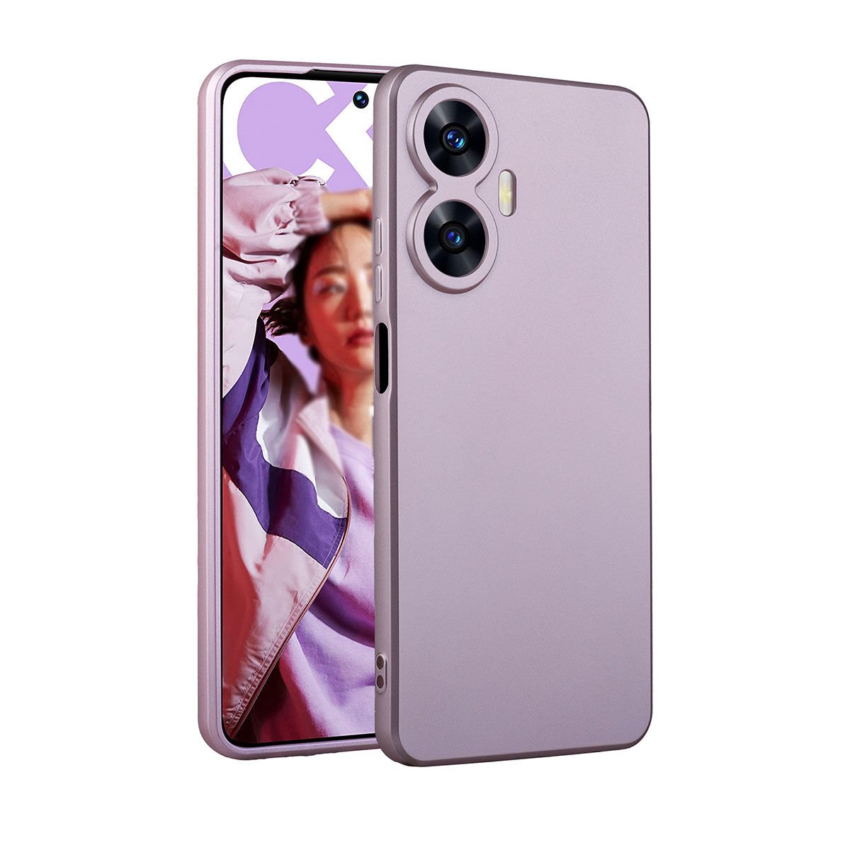 Realme C55 Kılıf Yumuşak Dokulu Soft İnce Mat Silikon Kapak (PREMİER) Rose Gold