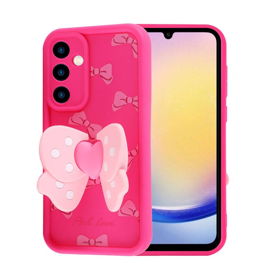 Samsung Galaxy A25 Kılıf Kamera Korumalı Figür Tasarımlı Kapak (Kapya) Pembe Açık