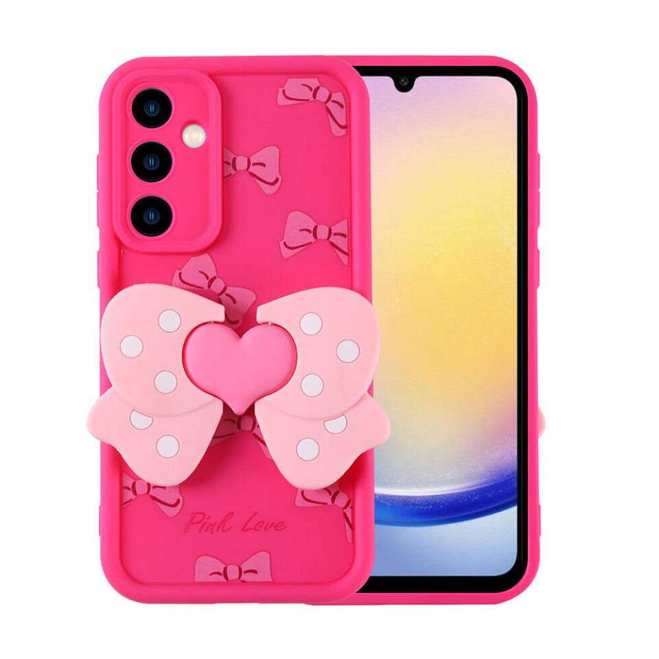 Samsung Galaxy A25 Kılıf Kamera Korumalı Figür Tasarımlı Kapak (Kapya) Pembe Açık
