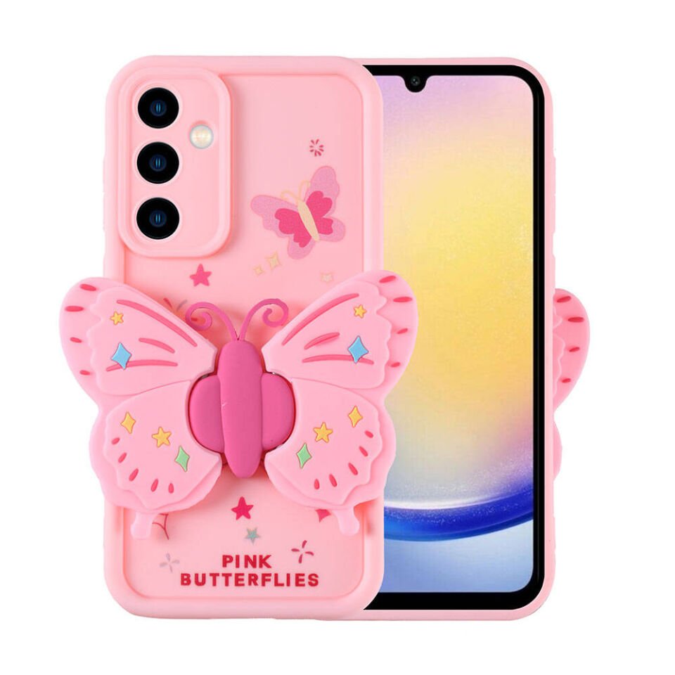 Samsung Galaxy A25 Kılıf Kamera Korumalı Figür Tasarımlı Kapak (Kapya) Pembe Açık