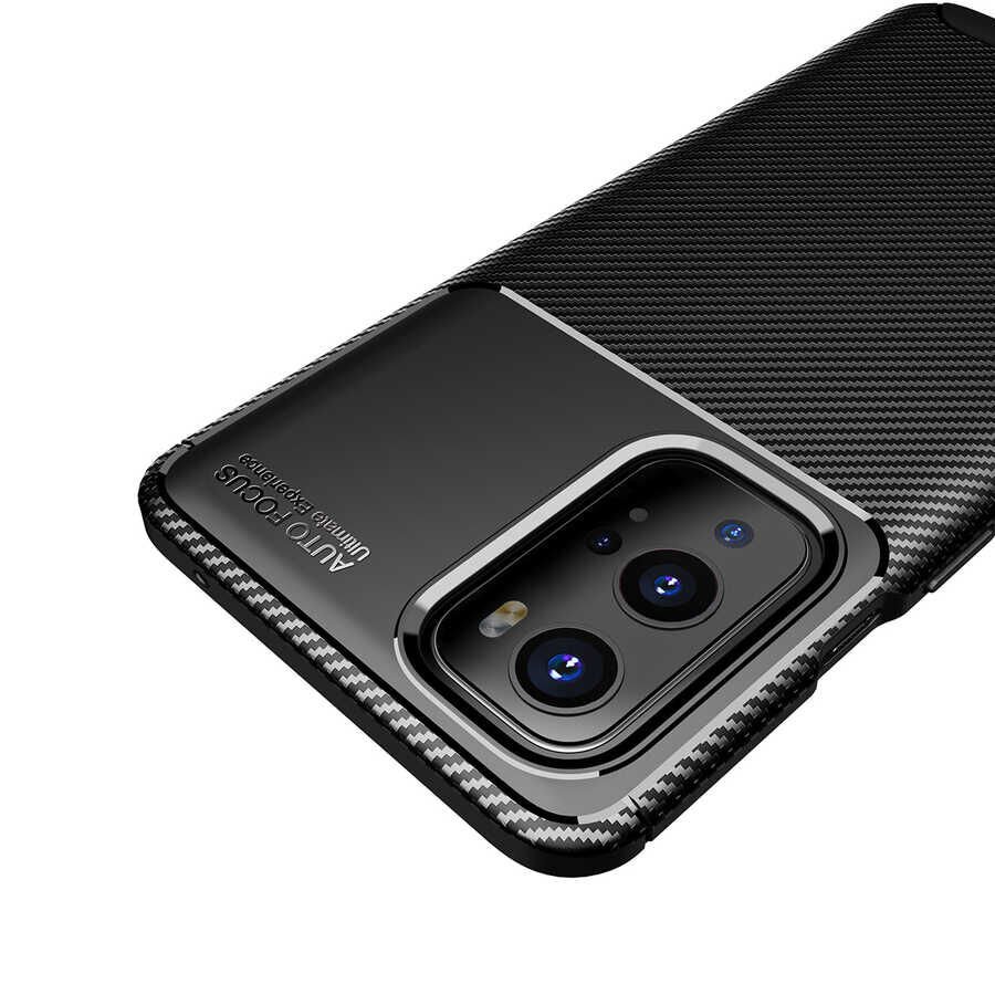 One Plus 9 Pro Kılıf Kamera Çıkıntılı Karbon Fiber Dokulu Renk Atmaz Kapak (NEGRO) Siyah