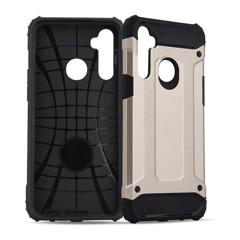 Realme C3 Kılıf Armor Köşe Korumalı Çift Katman Tank Zırh Kapak (CRASH) Gri