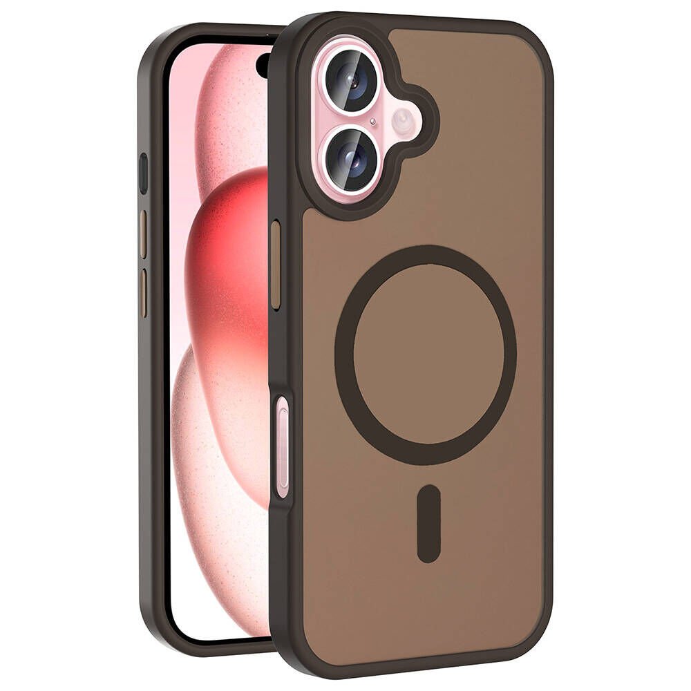 Apple iPhone 16 Kılıf Magsafe Şarj Özellikli Mat Arka Yüzey Kapak (Sio) Rose Gold
