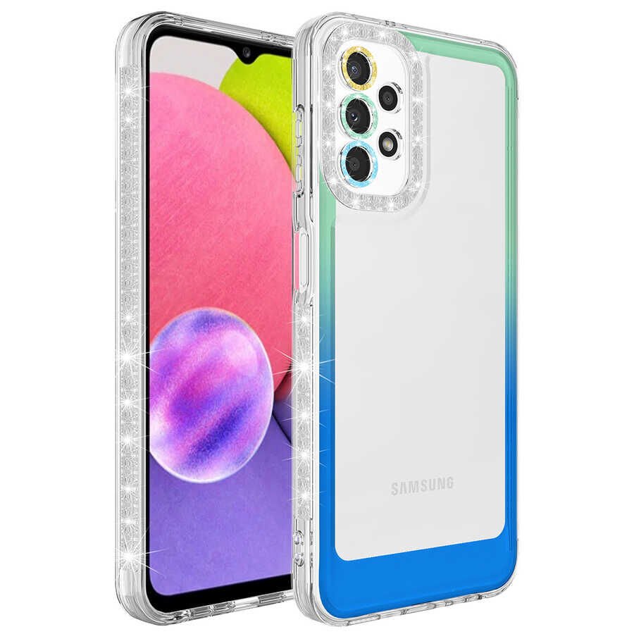 Samsung Galaxy A53 5G Kılıf Simli ve Renk Geçiş Tasarımlı Lens Korumalı HEPTEKİLETİŞİM Park Kapak