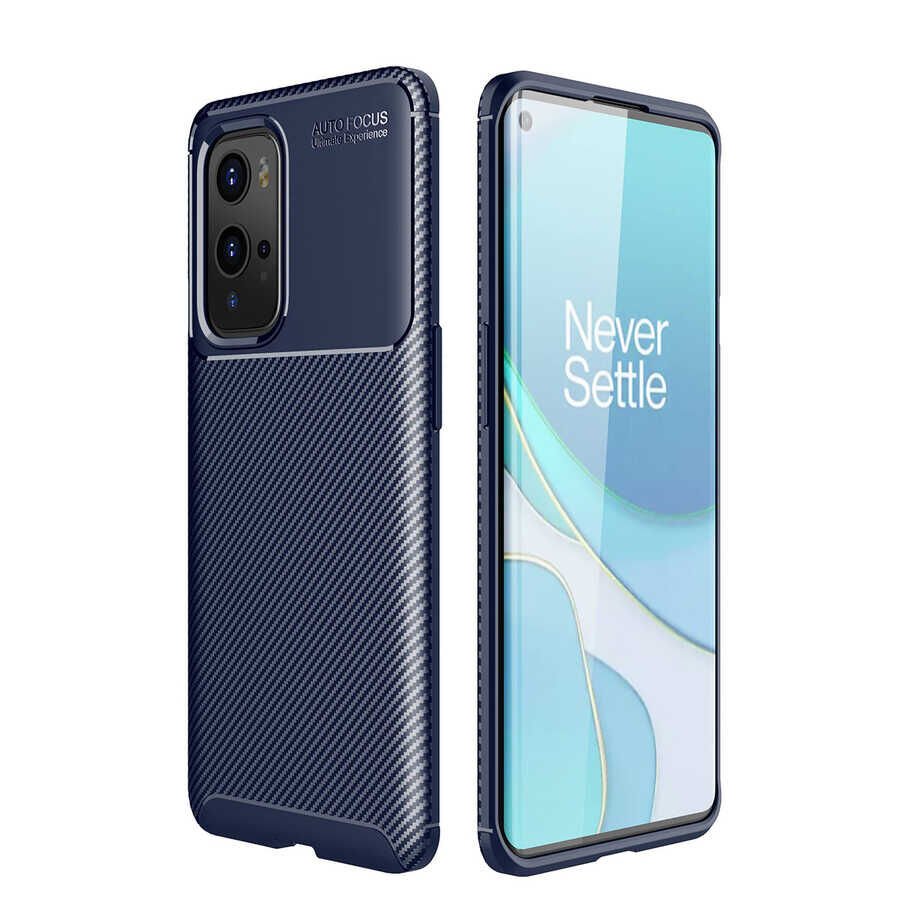 One Plus 9 Pro Kılıf Kamera Çıkıntılı Karbon Fiber Dokulu Renk Atmaz Kapak (NEGRO) Kahverengi