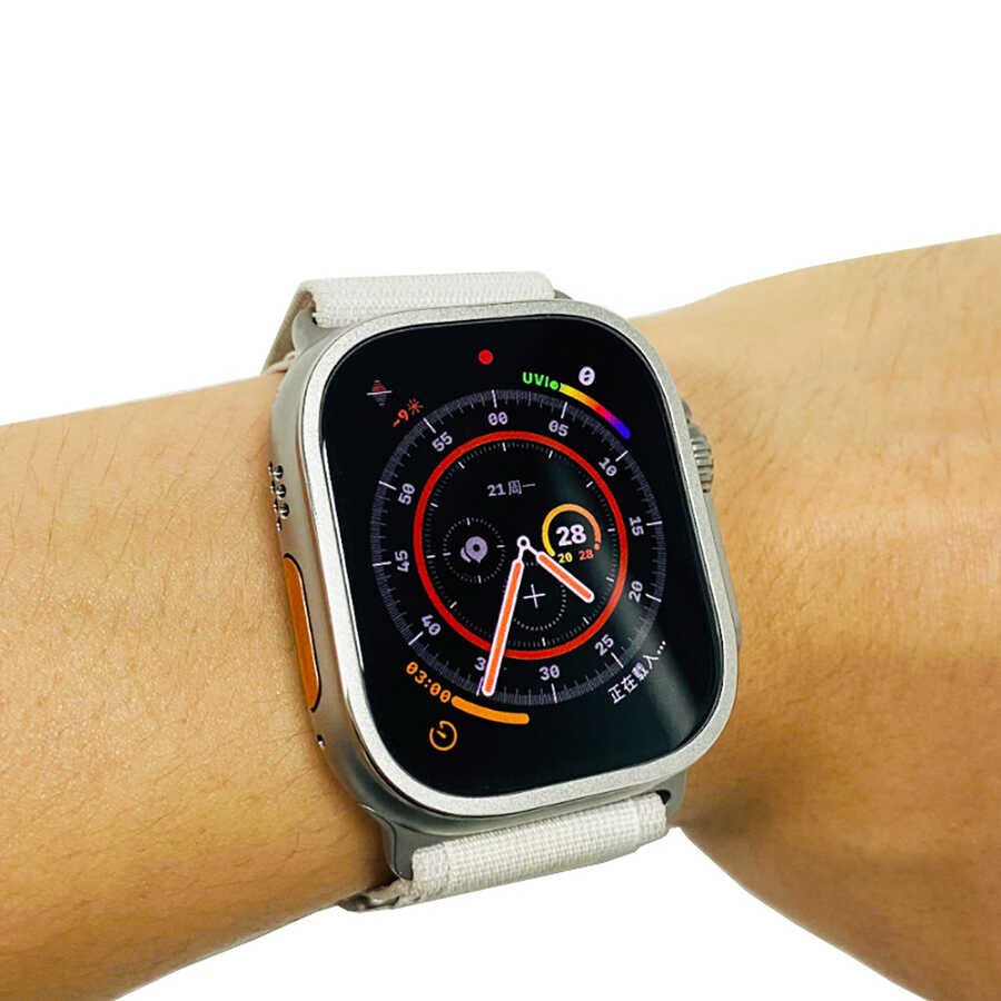 Apple Watch Ultra 49mm HEPTEKİLETİŞİM ALM-02 Metal Çerçeveli Ekran Koruyucu