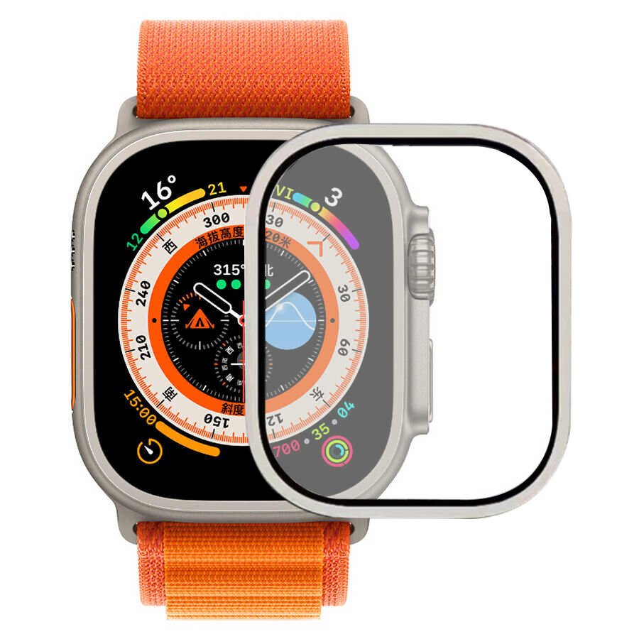 Apple Watch Ultra 49mm HEPTEKİLETİŞİM ALM-02 Metal Çerçeveli Ekran Koruyucu