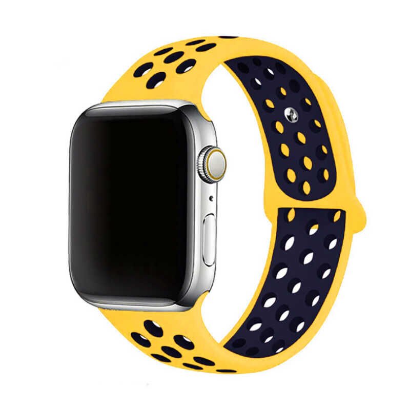 Apple Watch Seri 2/3/4/5/6/7/8/se/ultra 42 44 45 49mm Silikon Kordon Kayış Tasarım (KRD-02) NO37