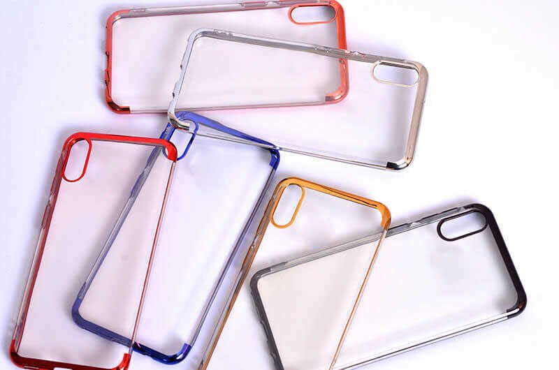 Samsung Galaxy M10 Kılıf Dört Köşe Renkli Lazer Şeffaf Silikon Kapak (GLİTTER) Rose Gold