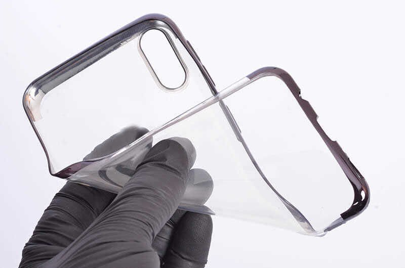 Samsung Galaxy M10 Kılıf Dört Köşe Renkli Lazer Şeffaf Silikon Kapak (GLİTTER) Siyah