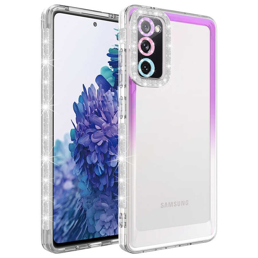 Samsung Galaxy S20 FE Kılıf Simli ve Renk Geçiş Tasarımlı Lens Korumalı HEPTEKİLETİŞİM Park Kapak