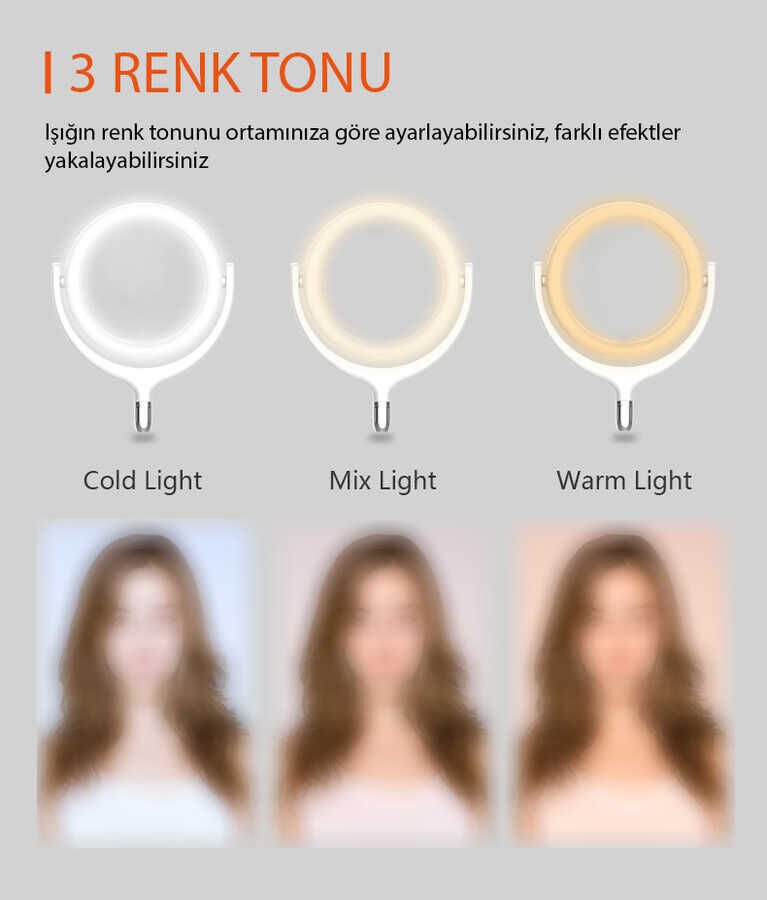 HEPTEKİLETİŞİM F-539A Işıklı Telefon Tutucu Ring Light