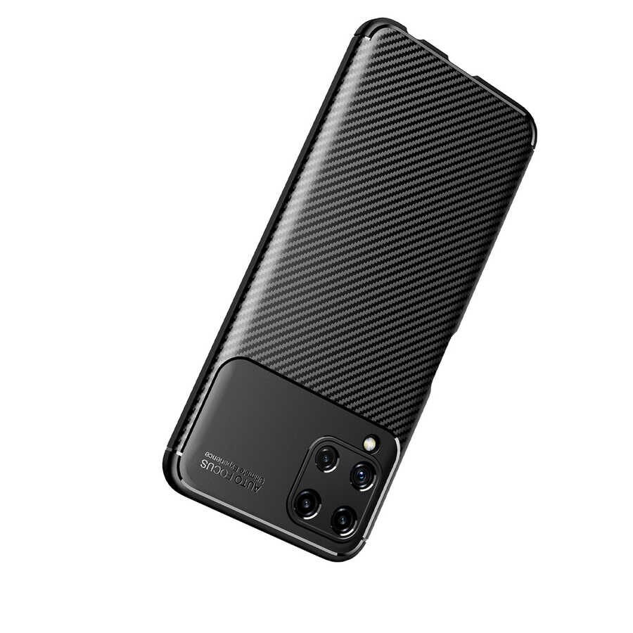 Samsung Galaxy A22 4G Kılıf Kamera Çıkıntılı Karbon Fiber Dokulu Renk Atmaz Kapak (NEGRO) Lacivert