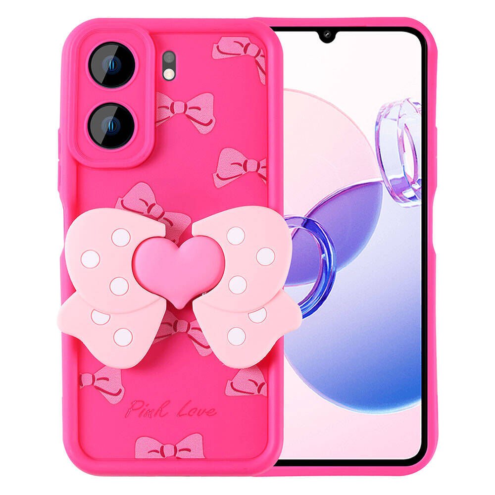 Xiaomi Poco C65 Kılıf Kamera Korumalı Figür Tasarımlı Kapak (Kapya) Pembe Koyu
