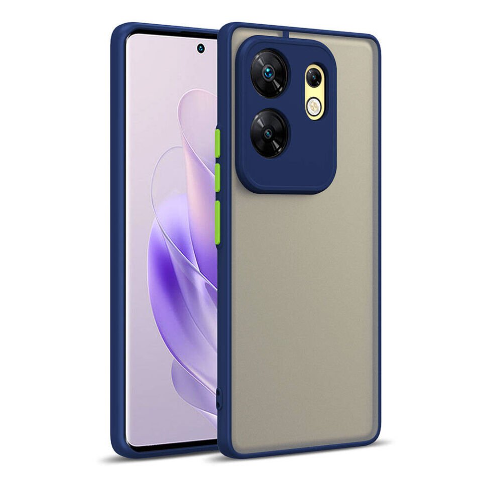 İnfinix Zero 30 4G Kılıf Mat Kamera Korumalı Renkli Tuşlu Sert Silikon Kapak (HUX) Lacivert