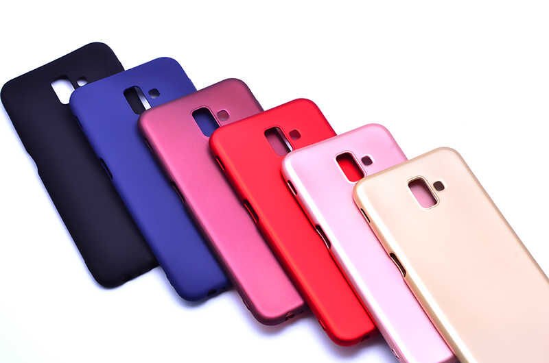 Samsung Galaxy J6 Plus Kılıf Yumuşak Dokulu Soft Esnek İnce Mat Renkli Silikon Kapak (PREMİER) Mürdüm