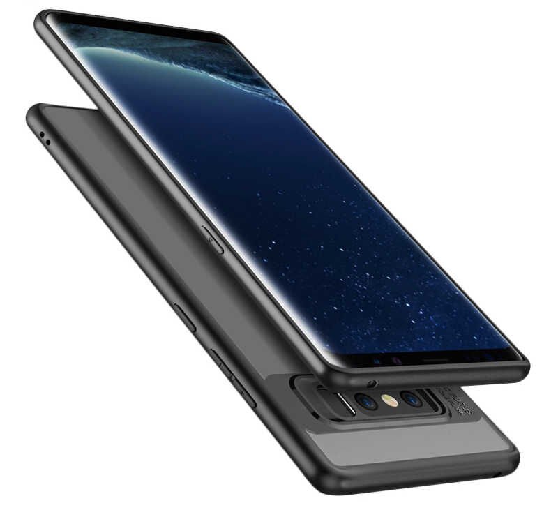 Samsung Galaxy Note 8 Kılıf Kenarları Silikon Arkası Şeffaf Sert Kapak (BUTTOM) Pembe