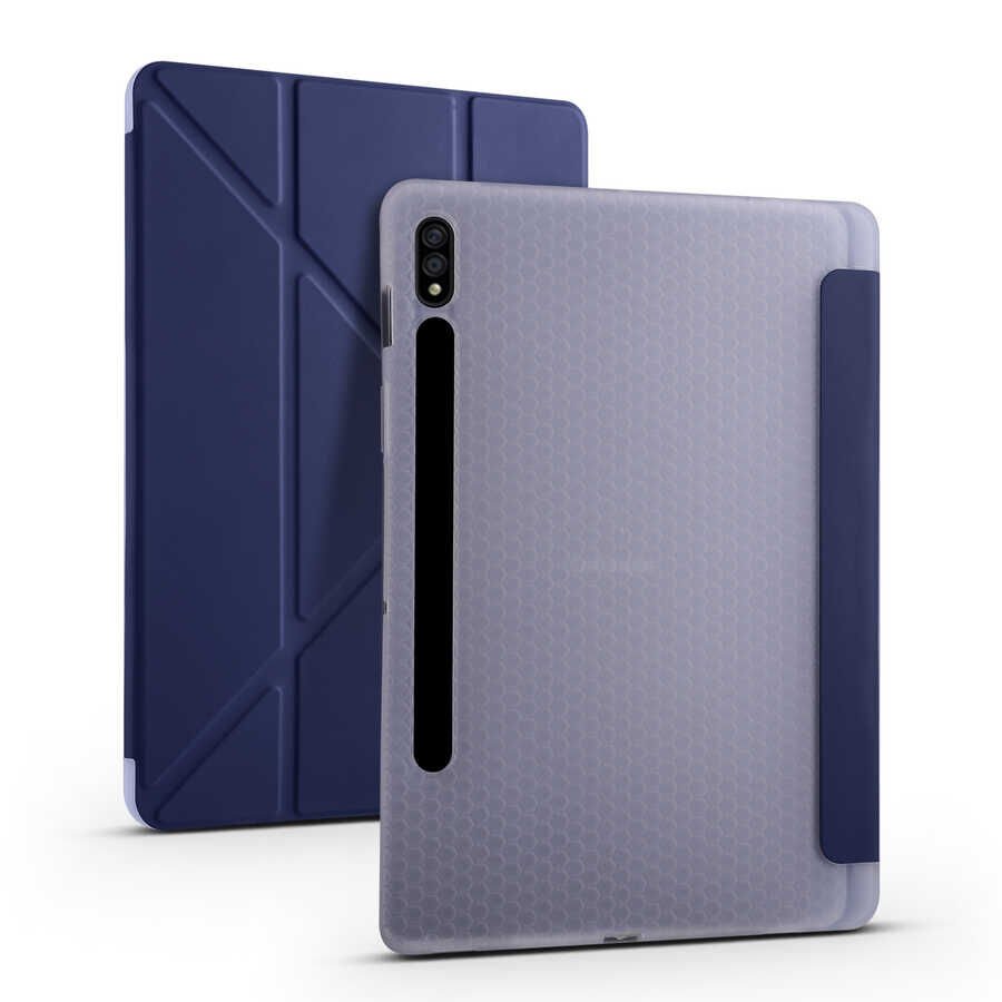 Samsung Galaxy Tab S7 S8 X700 11'' T870 T875 T877 Kılıf Kalem Bölmeli Standlı Kılıf (TR) Lacivert